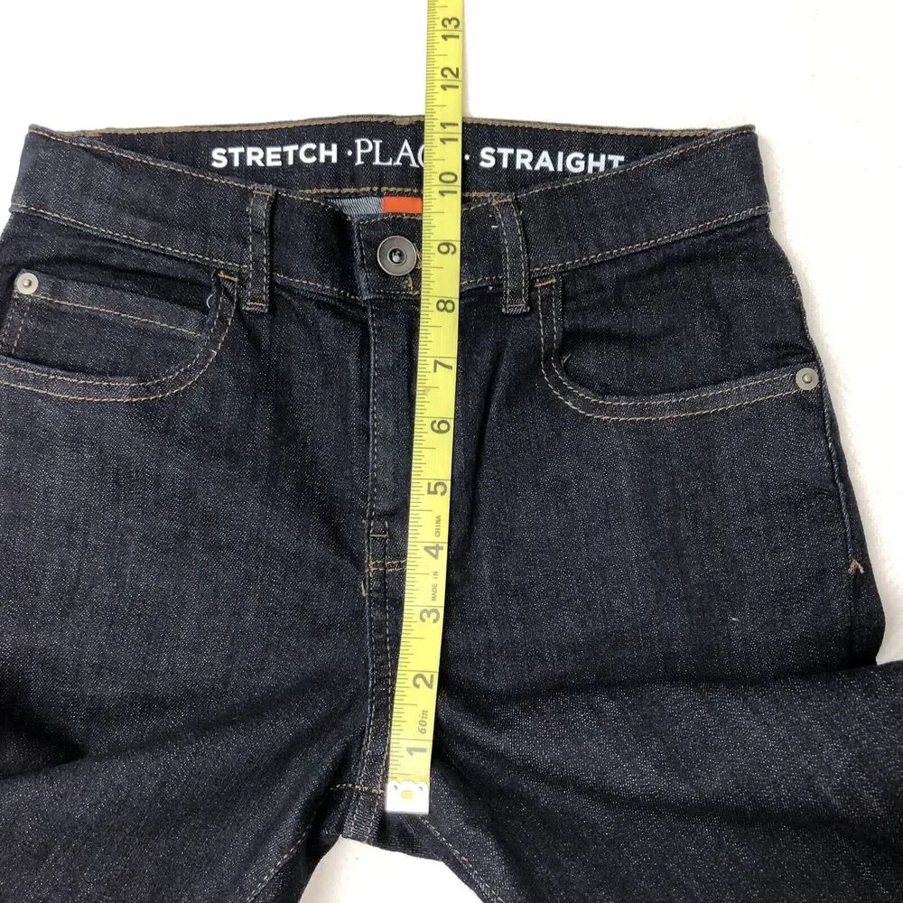 Children's Place Jeans Boys 10 Blue Denim Jeans Adj Waist Stretchy Dark Rinse